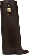 Givenchy Women 'shark' Brown Boots With Padlock Detail And Slip-on Style In Leather Woman In Burgundy