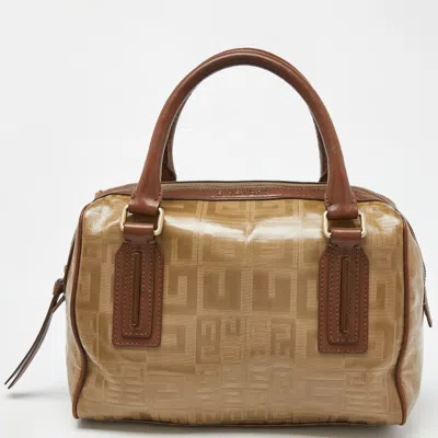 Pre-owned Givenchy Brown Signature Coated Fabric And Leather Satchel