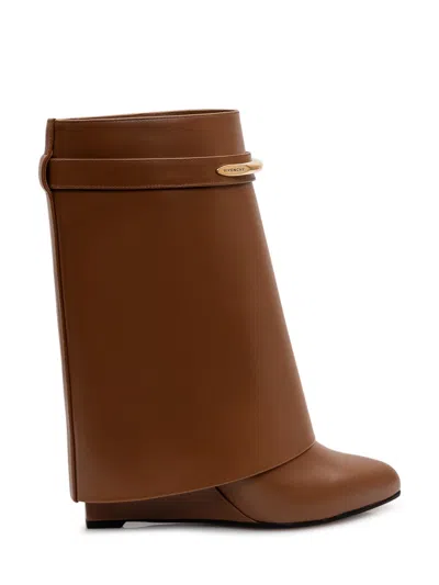 Givenchy Brown Solid Leather Boots