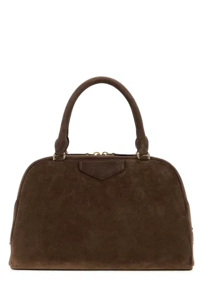 Givenchy Brown Suede Medium Antigona East-west Soft Handbag Ebonybrown Borse A Mano In Pink