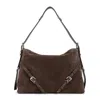 Givenchy Brown Voyou Medium Suede Calf Leather Shoulder Bag In Brown