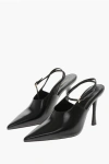 Givenchy Brushed Leather Slingbacks With 10cm Ankle Strap In Black