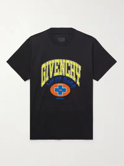 Pre-owned Givenchy + (b).stroy Global Peace Logo-print Cotton-jersey T-shirt Retail: 960$ In Black