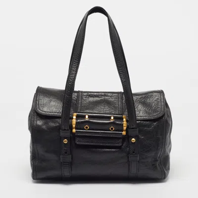 Pre-owned Givenchy Buckle Flap Black Leather Shoulder Bag