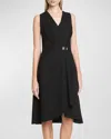 Givenchy Dress With 4g Detail And Pleated Effect In Crepe Satin In Black