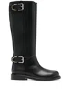 Givenchy Voyou Leather Buckle Tall Moto Boots In Black