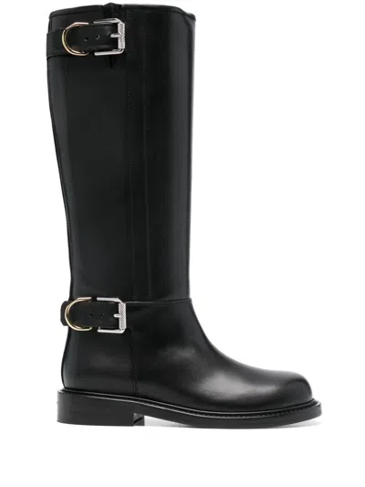 GIVENCHY BUCKLED LEATHER BOOTS