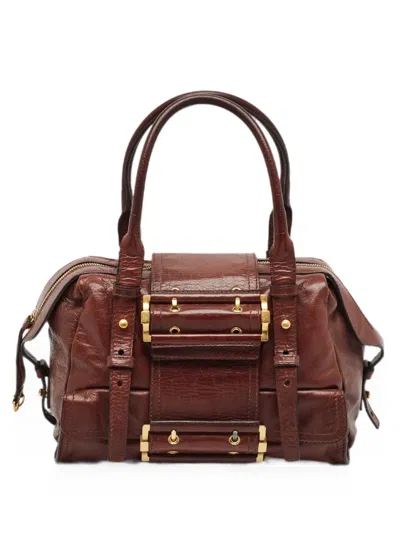 Pre-owned Givenchy Buckle-detail Flap Tote Bag In Brown