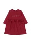 Givenchy Burgundy Dress For Baby Girl With Logo In Burgundy