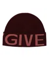 Givenchy Burgundy Jacquard Logo Beanie With Sophisticated Cuff Design