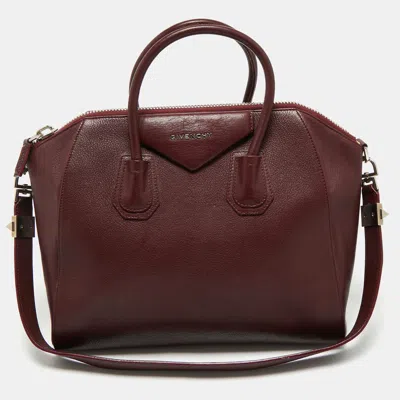 Pre-owned Givenchy Burgundy Leather Medium Antigona Satchel