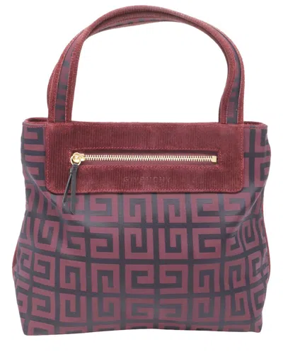 Givenchy Burgundy Nylon & Corduroy Monogram Tote (authentic Pre-loved) In Purple