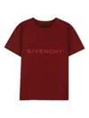 Givenchy Burgundy Short-sleeved Cotton T-shirt With Logo  In Red