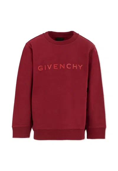 Givenchy Burgundy Sweatshirt For Kids With Logo In Red