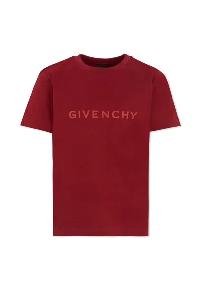 Givenchy Kids' Burgundy T-shirt For Boy With Logo