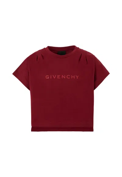 GIVENCHY BURGUNDY T-SHIRT FOR GIRL WITH LOGO