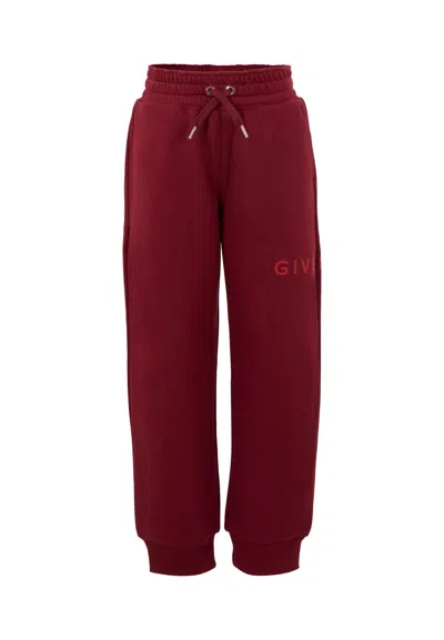 GIVENCHY BURGUNDY TROUSERS FOR KIDS WITH LOGO