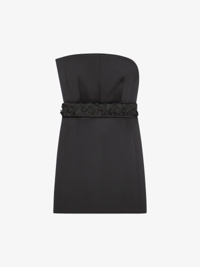 Givenchy Bustier Dress In Satin With Two Removable Belts In Black