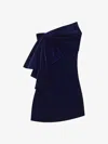 Givenchy Bustier Dress In Velvet With Oversized Bow In Blue