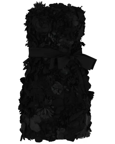 Givenchy Bustier Embroidered Flower Dress In Black