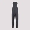 Givenchy Strapless Pleated Jumpsuit Belt Loops In Gray