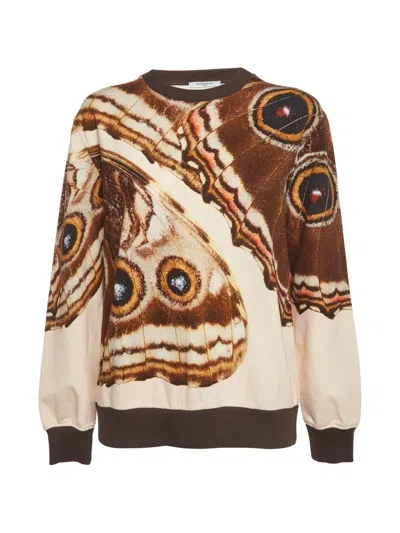 Pre-owned Givenchy Butterfly-print Crew-neck Hoodie In Neutral