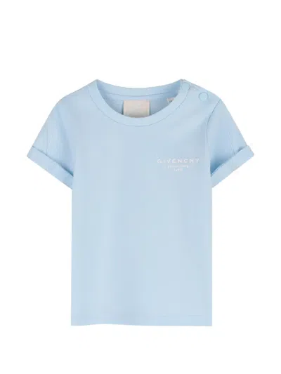 Givenchy Kids' Button Crewneck T-shirt In Blue