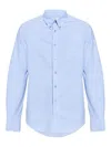 Givenchy Button-down Shirt With Pointed Collar And Embroidered Detail In Blue
