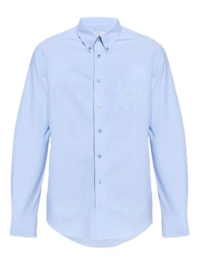 GIVENCHY GIVENCHY BUTTON-DOWN SHIRT WITH POINTED COLLAR AND EMBROIDERED DETAIL