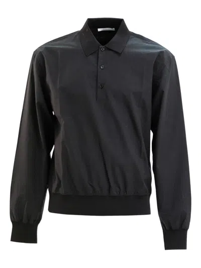 Givenchy Long Sleeve Polo Shirt Ribbed Trims In Black