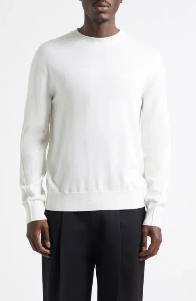 Givenchy Button Tab Cuffs Wool Crewneck Sweater In White