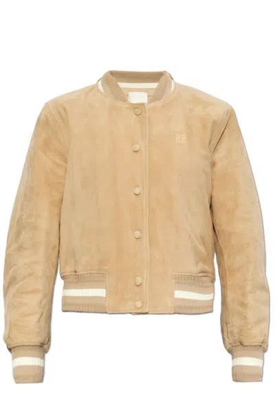 Givenchy Button Up Bomber Jacket In Brown