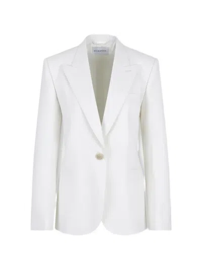 Givenchy Button Wool Blazer In White