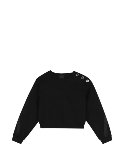 Givenchy Kids' Button-detail Logo-embroidered Sweatshirt In Black