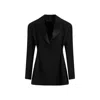 Givenchy Tricotine Wool Tuxedo Blazer In Black