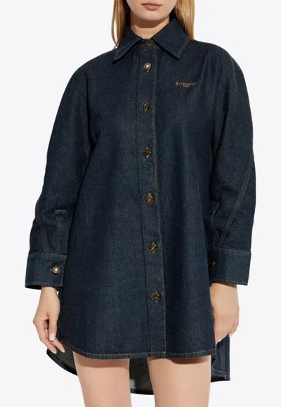 Givenchy Buttoned Denim Shirt In Blue