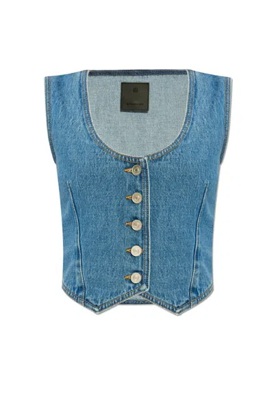 Givenchy Buttoned Denim Vest In Blue