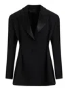 Givenchy Pleated Single-breasted Wool Blazer In Black