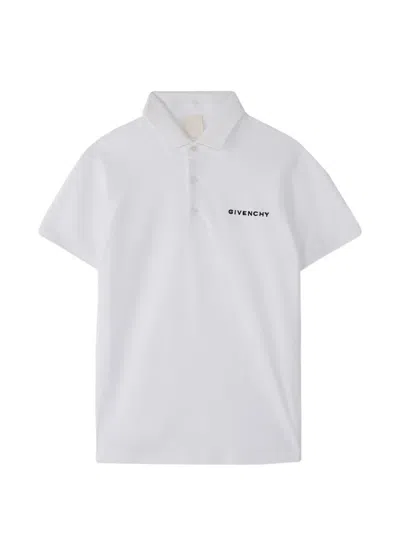 Givenchy Kids' Buttoned Short-sleeve Polo Shirt In White