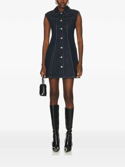Givenchy Button-up Denim Mini Dress In Blue