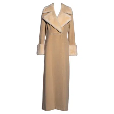 Pre-owned Givenchy By Alexander Mcqueen Beige Angora Wool And Shearling Coat, C. 1999-2001 In Brown