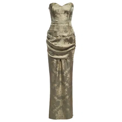 Pre-owned Givenchy By Alexander Mcqueen Brocade Draped Corset And Skirt Set, Pf 1998 In Brown