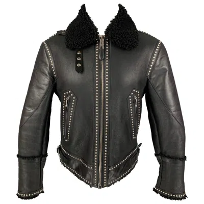 Pre-owned Givenchy By Ricardo Tisci Fw 2017 Size 38 Silver Studded Leather Blouson Jacket In Black