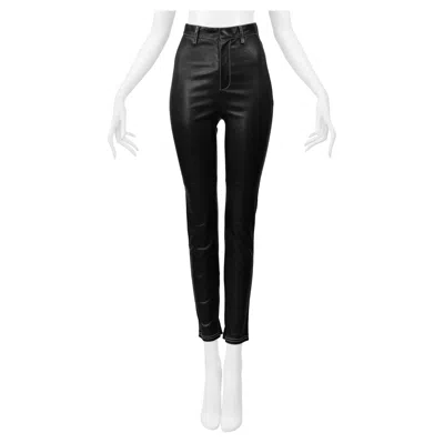 Pre-owned Givenchy By Riccardo Tisci Black Leather Pants With White Stitching 2015