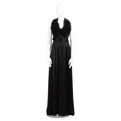 Pre-owned Givenchy By Riccardo Tisci Black Silk Ruffle Gown Late 2000s