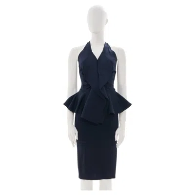 Pre-owned Givenchy By Riccardo Tisci Resort 2012 Peplum Ruffle Navy Dress In Blue