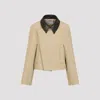 Givenchy Womens Cropped Leather-collar Cotton And Wool-blend Peacoat Beige In Gold