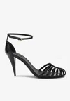 Givenchy Cage Heel Sandals Patent Leather Ankle Strap In Black