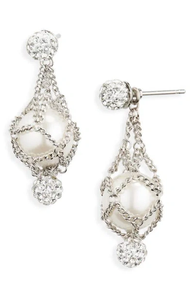 Givenchy Caged Imitation Pearl Drop Earrings In Metallic