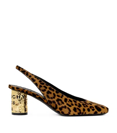 Givenchy Calf Hair Leopard Print Tape Slingback Pumps 65 In Brown